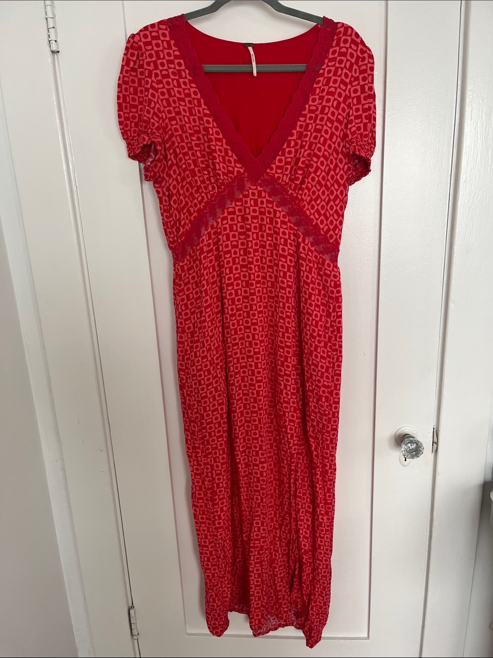 Free People Red Patterned Maxi Dress